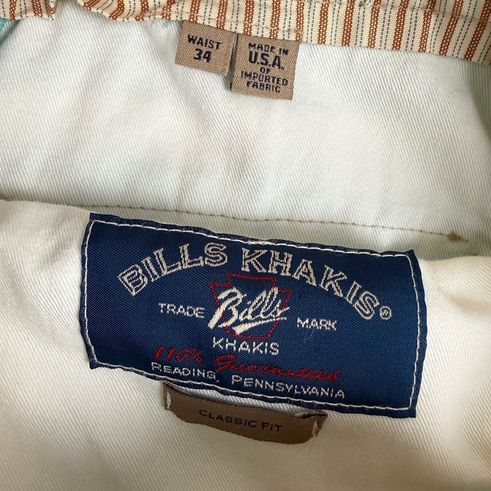 Bills Khakis Classic Fit Pants 34x27.5 Cotton Chino Turquoise Green Made In USA - Picture 4 of 10